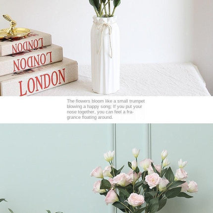 Elegant 21-Bulb Artificial Lisianthus Floral Arrangement for Luxurious Decor