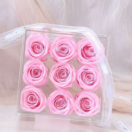 Timeless Romance Preserved Rose Display in Elegant Acrylic Vase