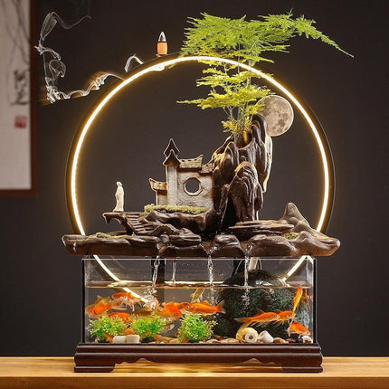 Tranquil Oasis Asian Spring Valley Serenity Fountain