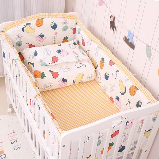 Newborn 5pcs Cotton Crib Bedding Set with Bed Linings and Bumpers