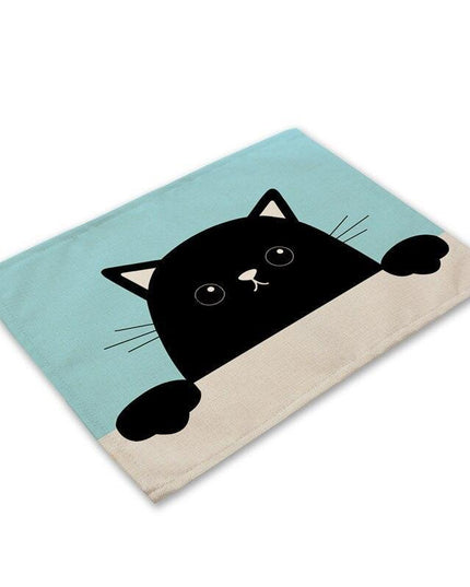 Charming Black Cat Cotton Linen Placemat - Essential Dining Table Accessory
