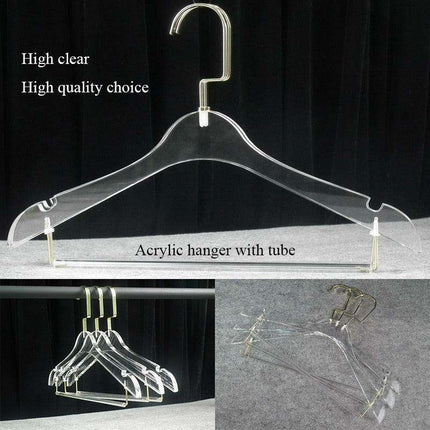 Stylish Acrylic Hanger Set with Attached Hanging Bar for Closet Organization