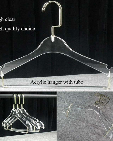 Stylish Acrylic Hanger Set with Attached Hanging Bar for Closet Organization