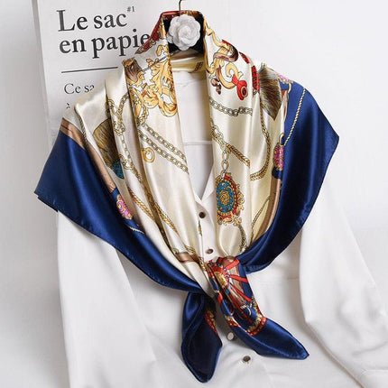 Elegant 90x90cm Silk-Feel Scarf for Women - Luxurious and Versatile Accessory