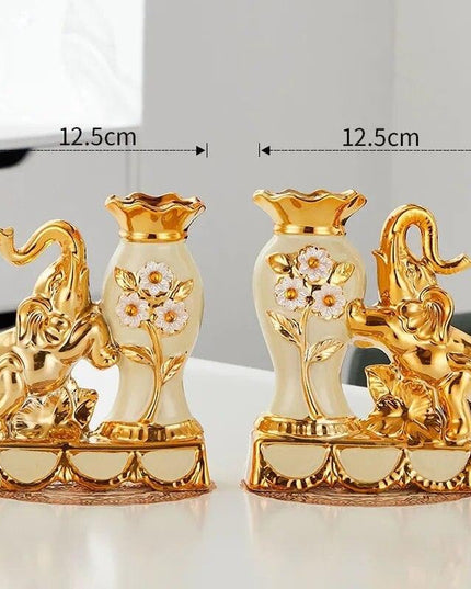 Elegant Golden Elephant Vase - Enhance Your Living Space with European Sophistication