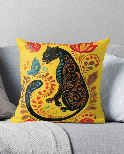 Whimsical Linen Animal Pillow Cover with Playful Cartoon Design