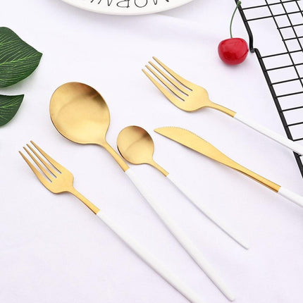 Elegant Matte Black and Gold 36-Piece Stainless Steel Cutlery Collection