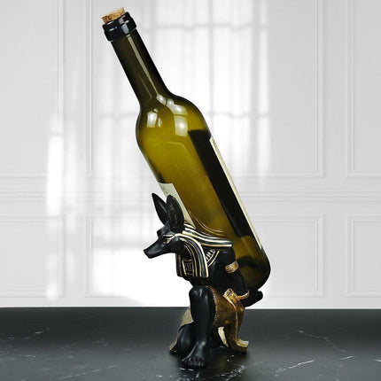 Anubis Wine Rack Sculpture - Stunning Resin Art Piece for Wine Connoisseurs and Culture Enthusiasts