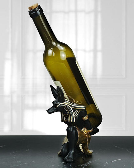Anubis Wine Rack Sculpture - Stunning Resin Art Piece for Wine Connoisseurs and Culture Enthusiasts