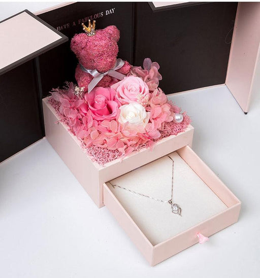 Everlasting Love Rose Teddy Bear Surprise Gift Set for Her - Unique Token of Affection