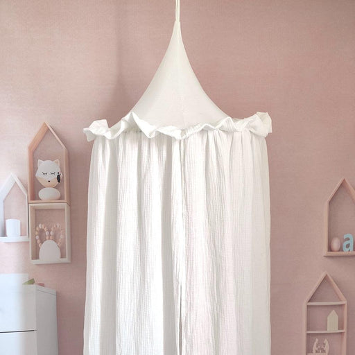 Enchanting Handmade Muslin Cotton Canopy with Frills for Children's Sanctuary