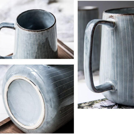 Elegant Vintage Ceramic Tea and Coffee Mug Set with Spoon - Ideal for Beverage Enthusiasts