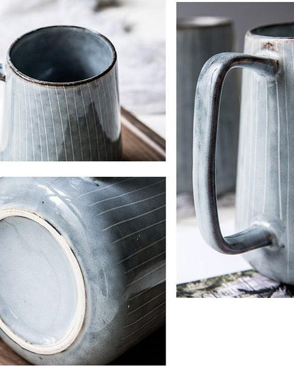 Elegant Vintage Ceramic Tea and Coffee Mug Set with Spoon - Ideal for Beverage Enthusiasts