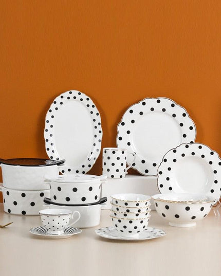 Elegant Artisan Porcelain Dinnerware Collection in Classic Black & White