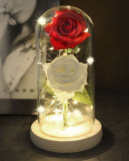 Everlasting Love: Enchanted Rose Display in Heart-Shaped Glass Dome - Luxurious Gift for Memorable Occasions