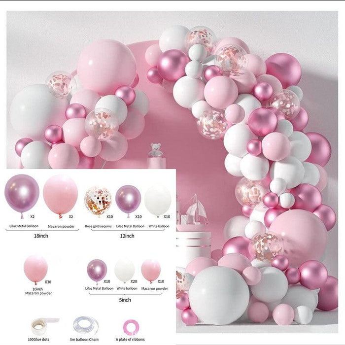 111pcs Pink Balloon Kit For Baby Girls Birthday Decorations