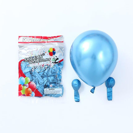 Elegant Chrome Metallic Latex Balloon Set - 50 Pieces for Celebratory Events