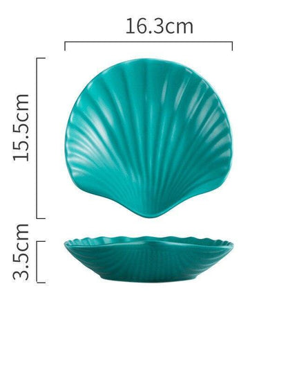 Elegant Handmade Matte Glazed Nordic Shell Plate Set: Artisan Ceramic Dishware Collection