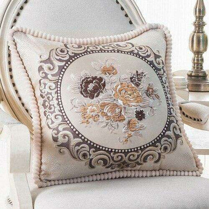 Elegant Handmade Beaded Jacquard Pillow Cover - Stylish Home Decor Accent 48x48cm