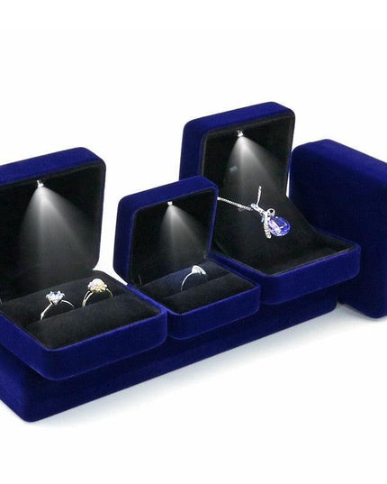 Illuminated Plush Jewelry Display Case with LED Lighting for Elegant Showcasing
