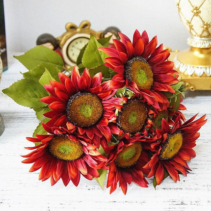 Charming European Silk Sunflower Bouquet - A Timeless Accent for Your Home
