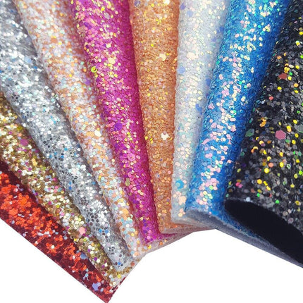 Glamorous Golden Purple Chunky Glitter Faux Leather Sheets for Creative DIY Projects