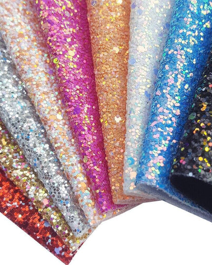 Glamorous Golden Purple Chunky Glitter Faux Leather Sheets for Creative DIY Projects