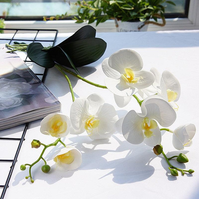 Elegant Premium White Orchid - Realistic Artificial Flower for Home & Wedding Decor