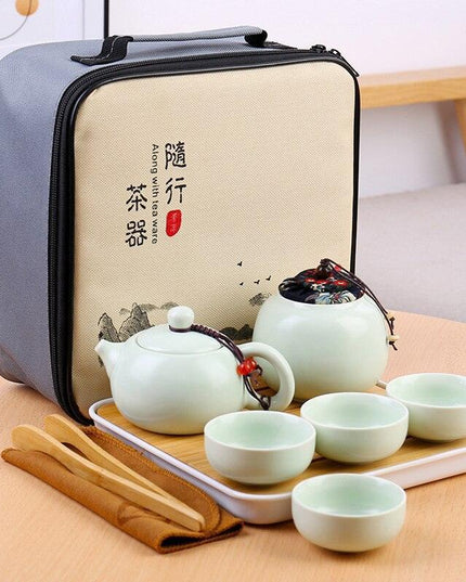 Elegant Handcrafted Ceramic and Metal Tea Ceremony Set with Decorative Tray - Essential for Tea Lovers