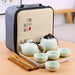 Elegant Ceramic and Metal Tea Ceremony Set with Artistic Tea Tray