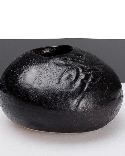 Elegant Black Stone Miniature Vase: Customizable Nature-Inspired Home Accent