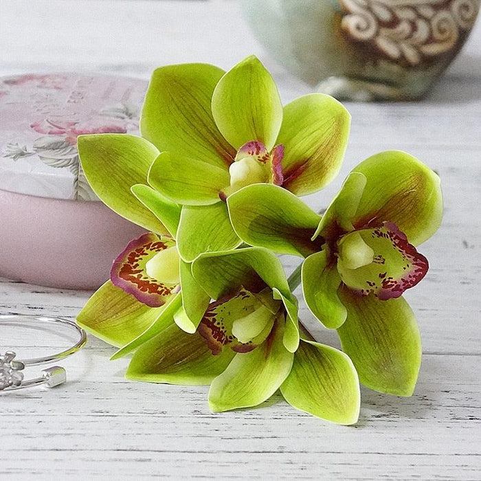 Elegant White Orchid Bridal Floral Set - 4-Piece Realistic Silk and Latex Arrangement