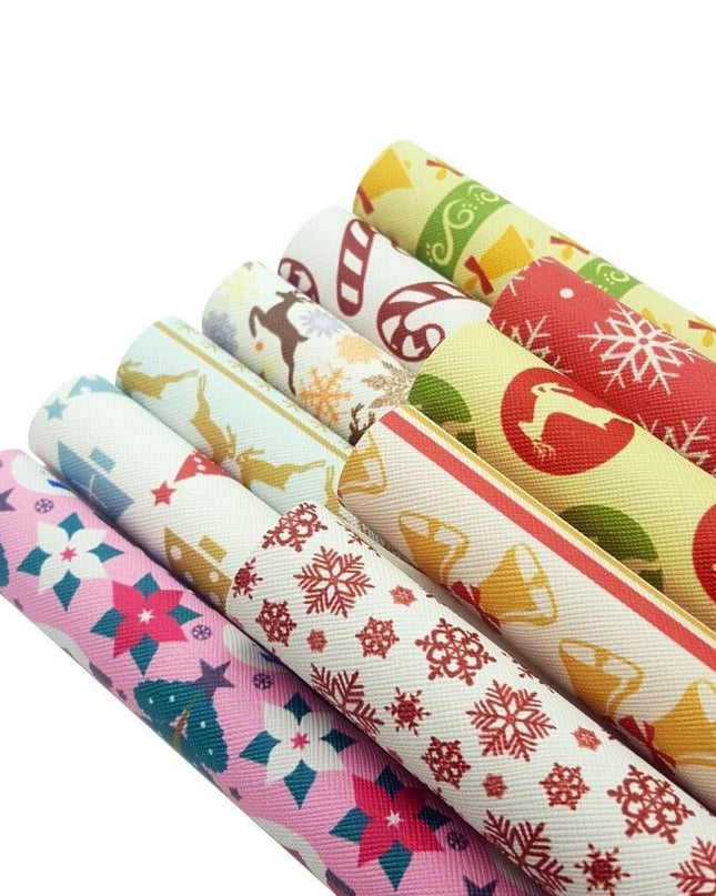 Whimsical Holiday Cartoon Animal PU Bow Fabric Sheets: Essential DIY Kit for Festive Hair Accessories and Crafts