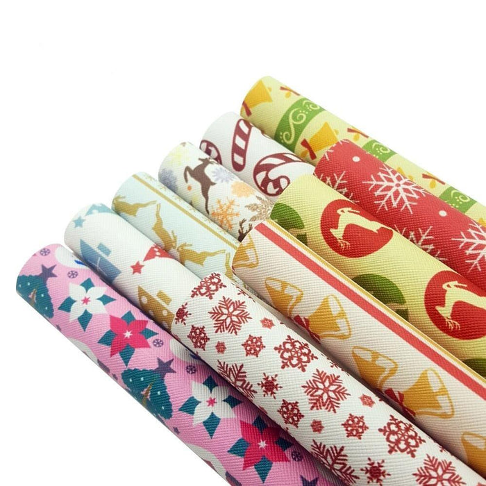 Holiday-themed PU Bow Fabric Sheets with Cute Cartoon Animal Prints - Perfect for Crafting Hair Accessories