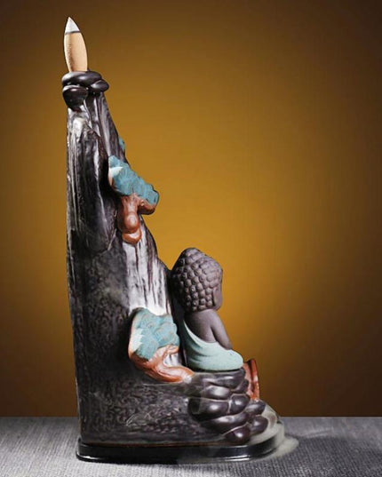 Illuminated Pine-Themed Backflow Incense Burner with Calming Waterfall Smoke Effect