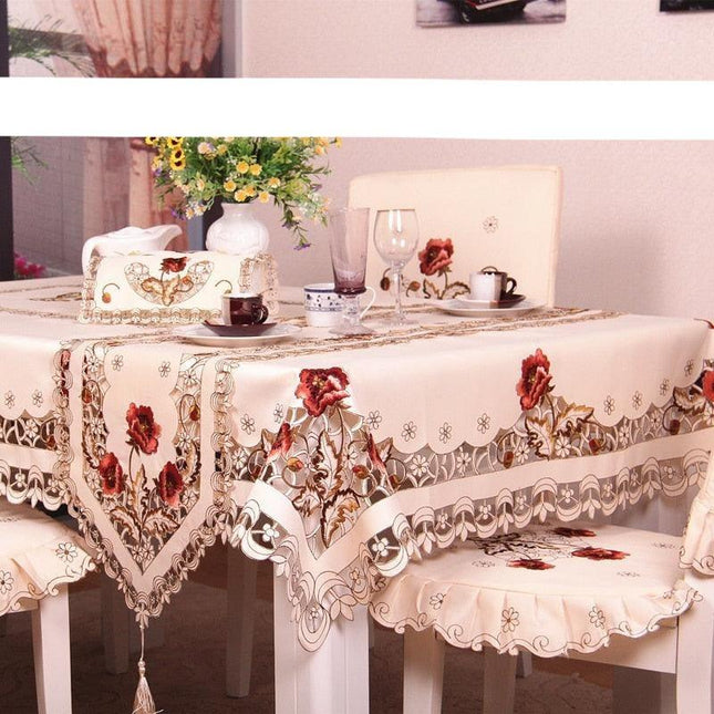 Elegant European Embroidered Table Linen Ensemble