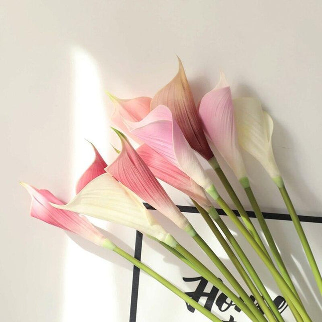 Chic Set of 5 Lifespan PU Calla Lily Stems - 65cm Realistic Artificial Flowers
