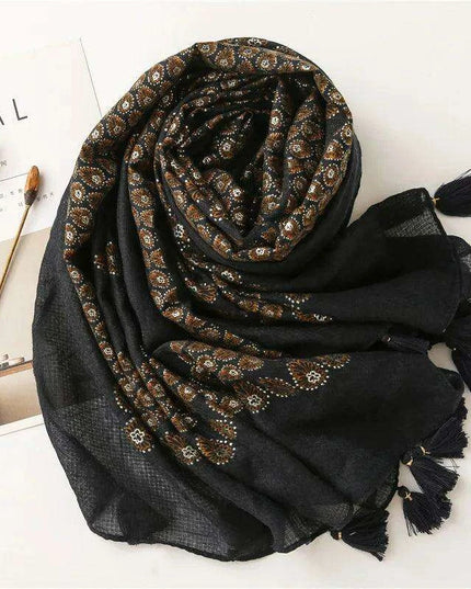 Luxurious Blue Porcelain Cashmere Blend Shawl - The Perfect Accessory for Any Occasion