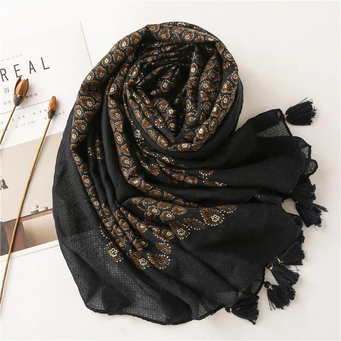 Luxurious Blue Porcelain Cashmere Blend Shawl - The Perfect Accessory for Any Occasion