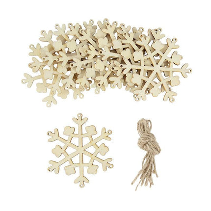 Wooden Snowflake Chip Ornaments - Cheerful Set of 10 for Holiday Celebrations