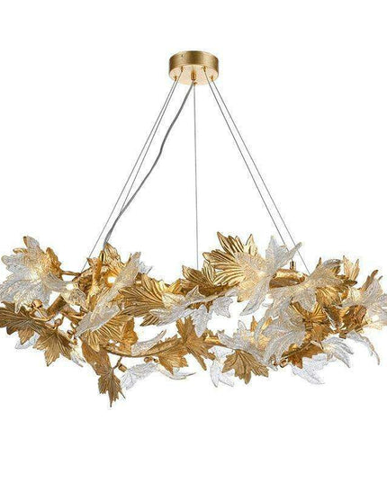 Luxurious Handcrafted Glass Chandelier with Copper Finish