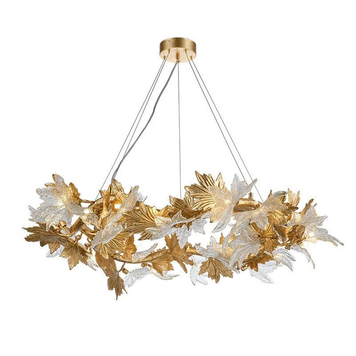 Luxurious Handcrafted Glass Chandelier with Copper Finish
