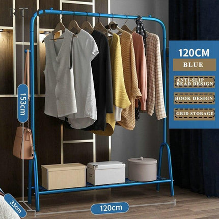 Elegant Rose-Gold Single-Pole Garment Stand and Storage Solution