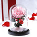 Eternal Beauty: Opulent Heart-Shaped Preserved Roses Under Glass Dome