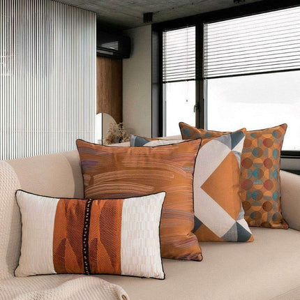 Chic Nordic Caramel Geometric Cushion Covers for an Elegant Home Transformation