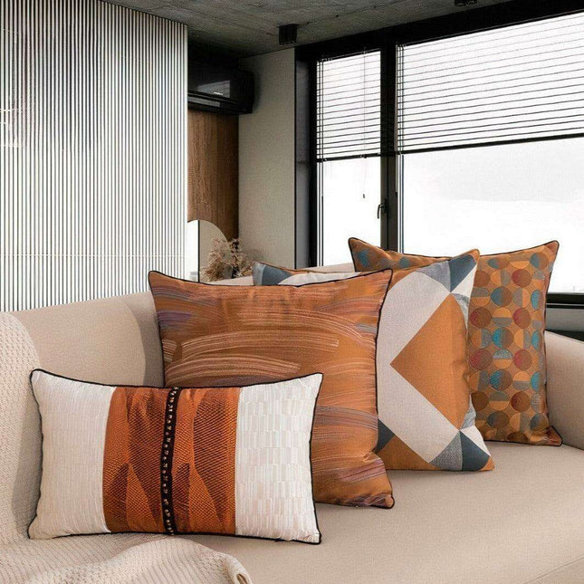 Chic Nordic Caramel Geometric Cushion Covers for an Elegant Home Transformation