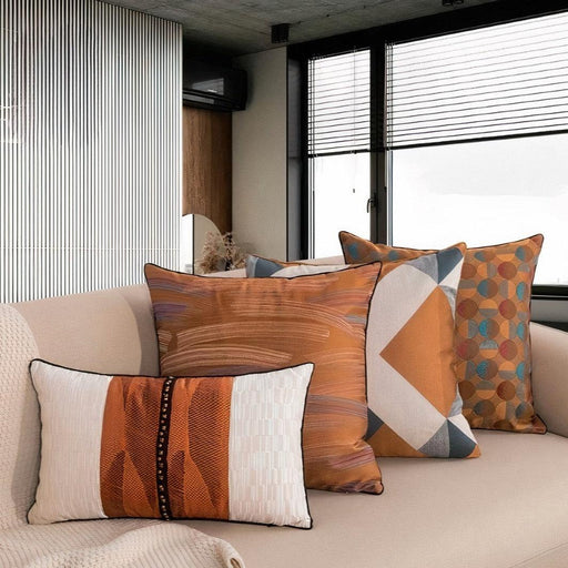 Nordic Elegance Caramel Geometric Pillow Shams - Upgrade Your Decor with Premium Sophistication