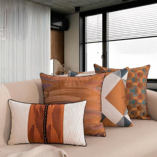 Premium Caramel Light Luxury Model Room Cushion Covers, Nordic Style Simple Geometric Pattern-Home Décor›Decorative Accents›Pillows, Cushions & Inserts›Cushion Covers-Très Elite-30x50CM-Veemi A-Très Elite
