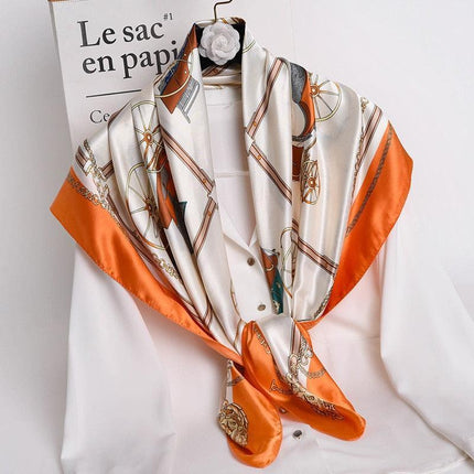Elegant 90x90cm Silk-Feel Scarf for Women - Luxurious and Versatile Accessory