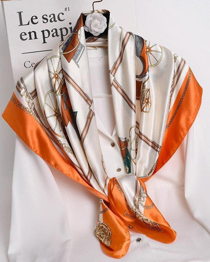 Elegant 90x90cm Silk-Feel Scarf for Women - Luxurious and Versatile Accessory